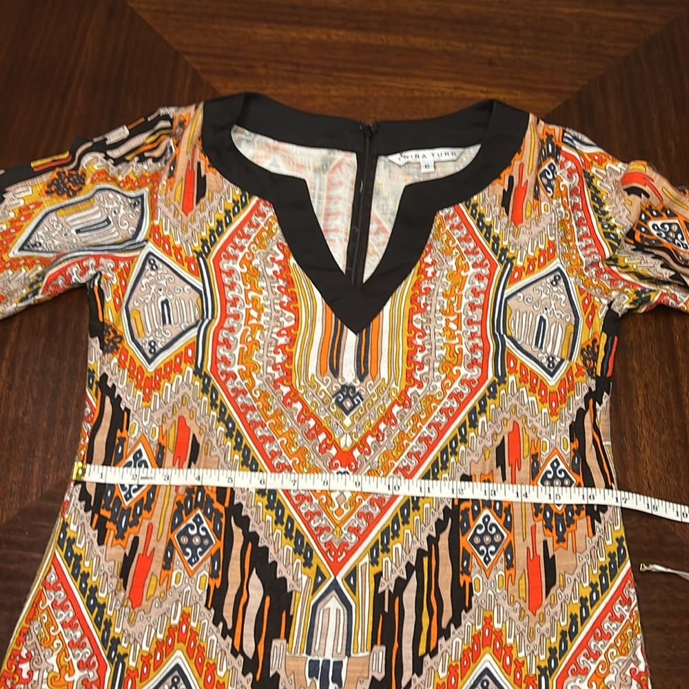 Trina Turk | Kurta Silk Blend Tribal Print Dress | Size 6 - Picture 9 of 12